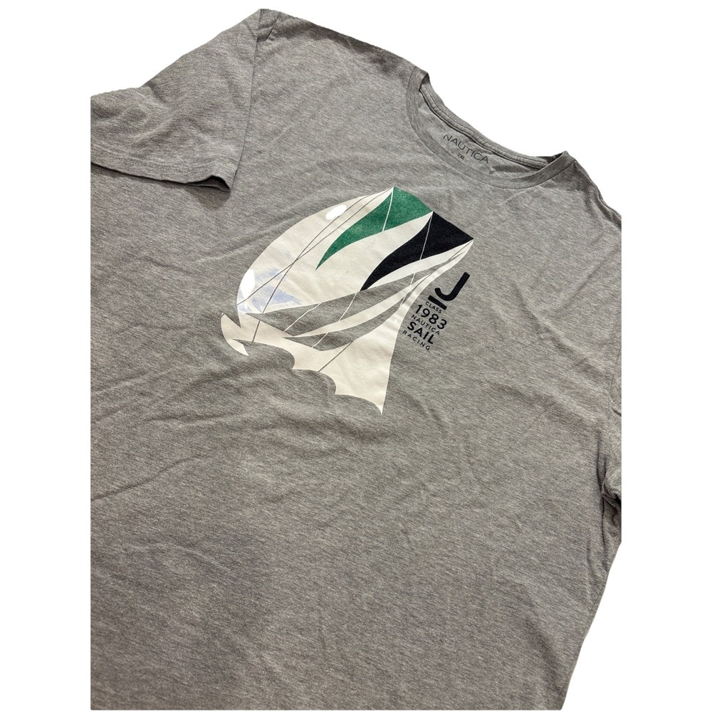 Vintage NAUTICA J Class Sail Racing Team Sailing Tshirt Heather Gray Men's 2XL
